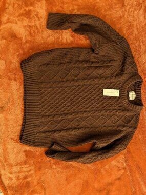 Soft Brown Cabled Crewneck Sweater-Women's-Medium-New w/tags